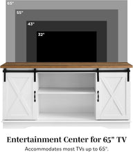 Load image into Gallery viewer, Charming 58-Inch Stone Grey TV Stand with Sliding Doors and 3 Adjustable Shelves