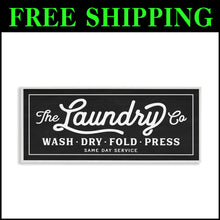 Load image into Gallery viewer, Ready to Hang Vintage Laundry Sign - 24" x 10" Framed Wall Mount Art