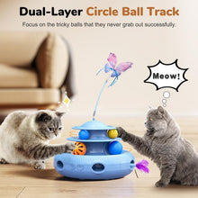 Load image into Gallery viewer, Blue Rechargeable Cat Toy: 4-in-1 Fun with Butterfly &amp; Random Feather Action