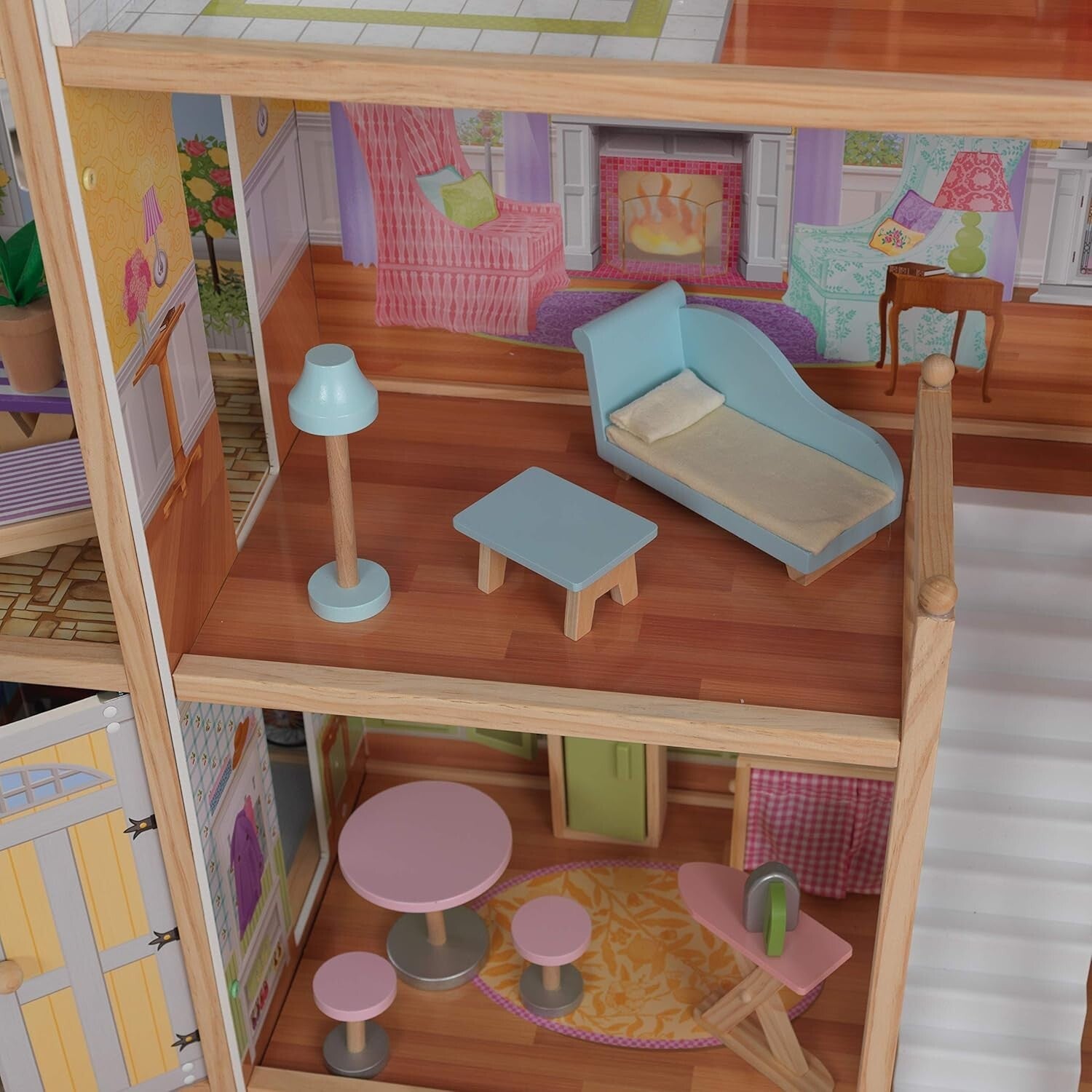 Majestic Wooden Dollhouse with Working Elevator & Fully Furnished, Ages 3+