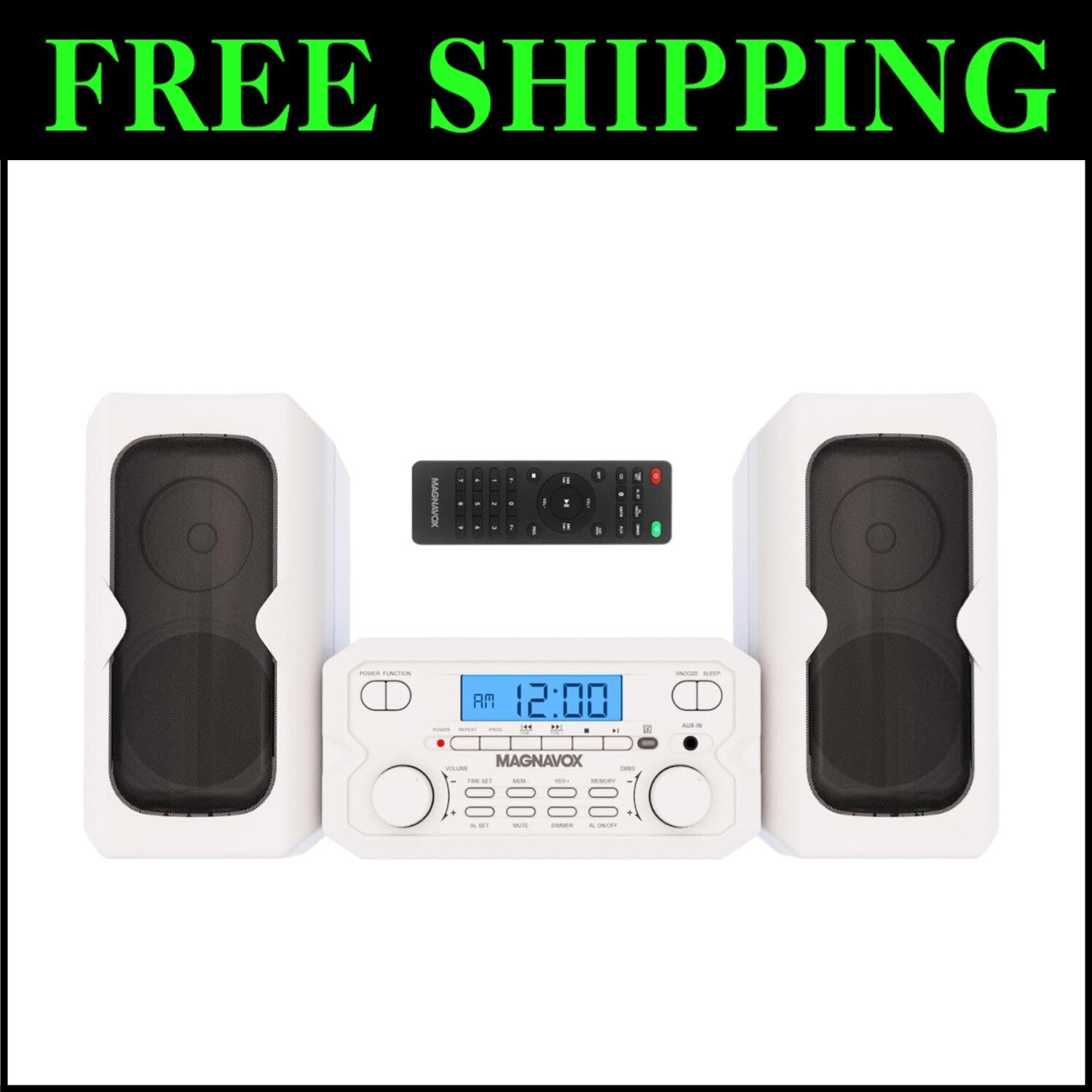 Sleek White Bluetooth CD Shelf System with FM Radio – 100 Years of Sound Quality