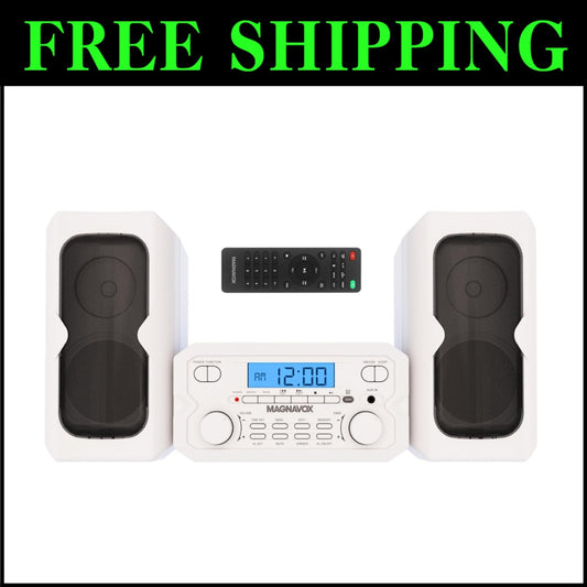 Sleek White Bluetooth CD Shelf System with FM Radio – 100 Years of Sound Quality