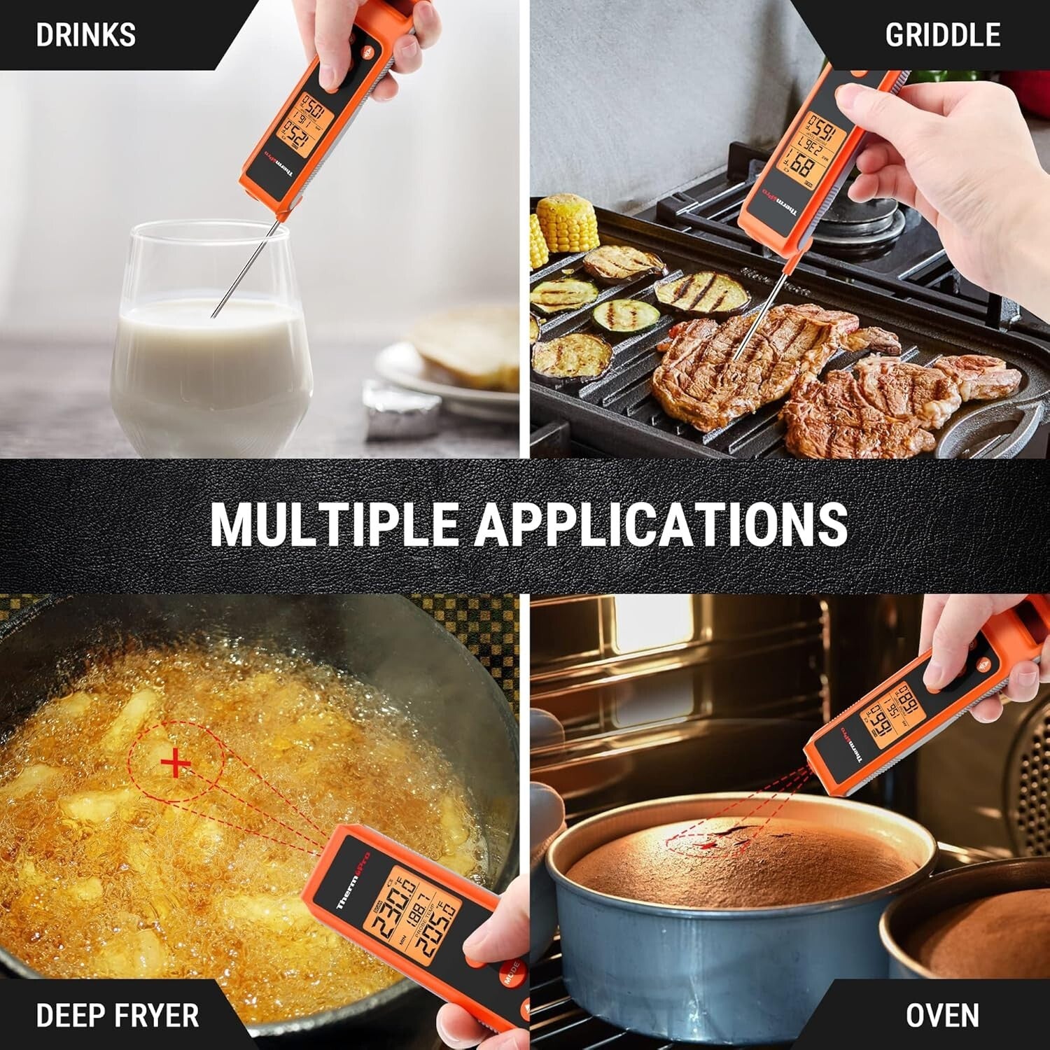 User-Friendly Instant Read Meat Thermometer with Infrared Surface Capability