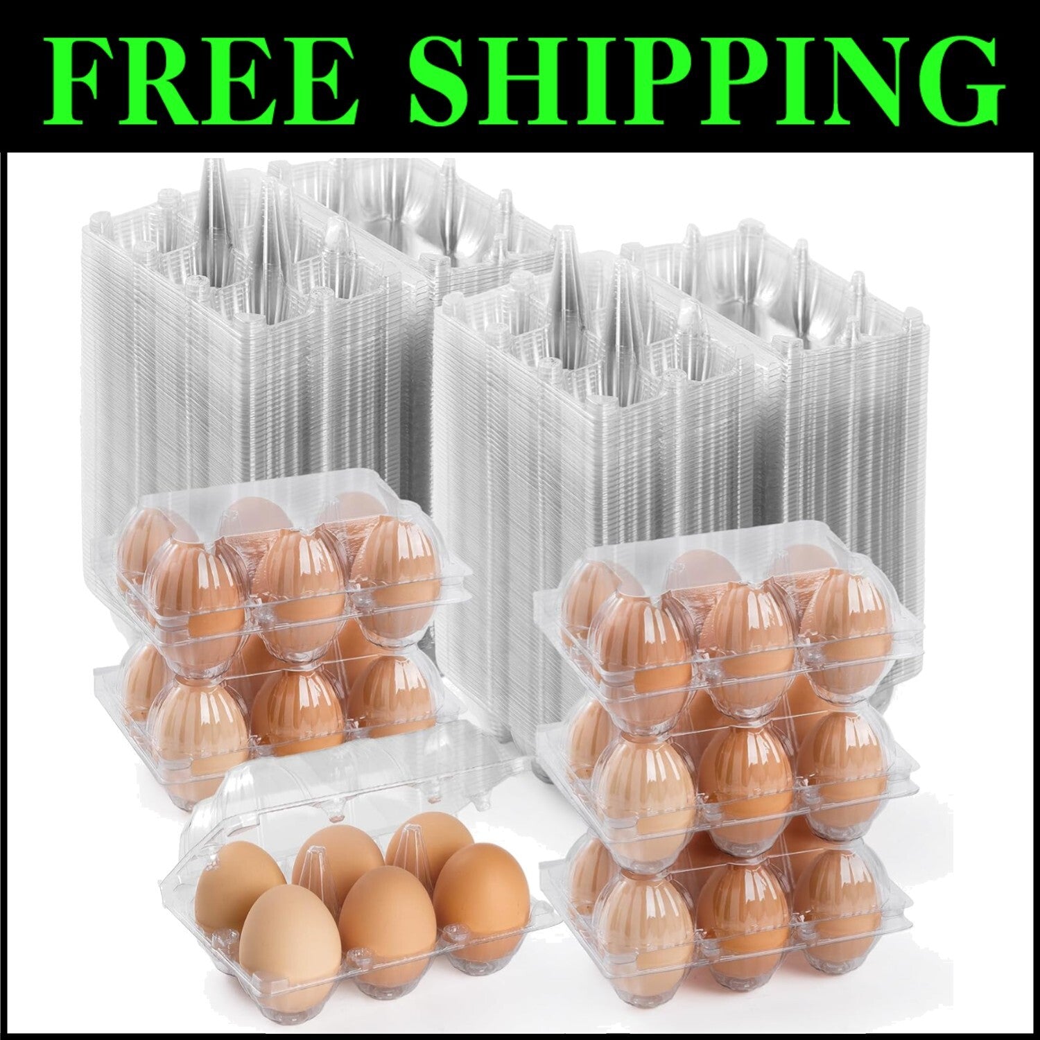 Lightweight 200 Count Clear Egg Cartons - Perfect for Farm Markets Display