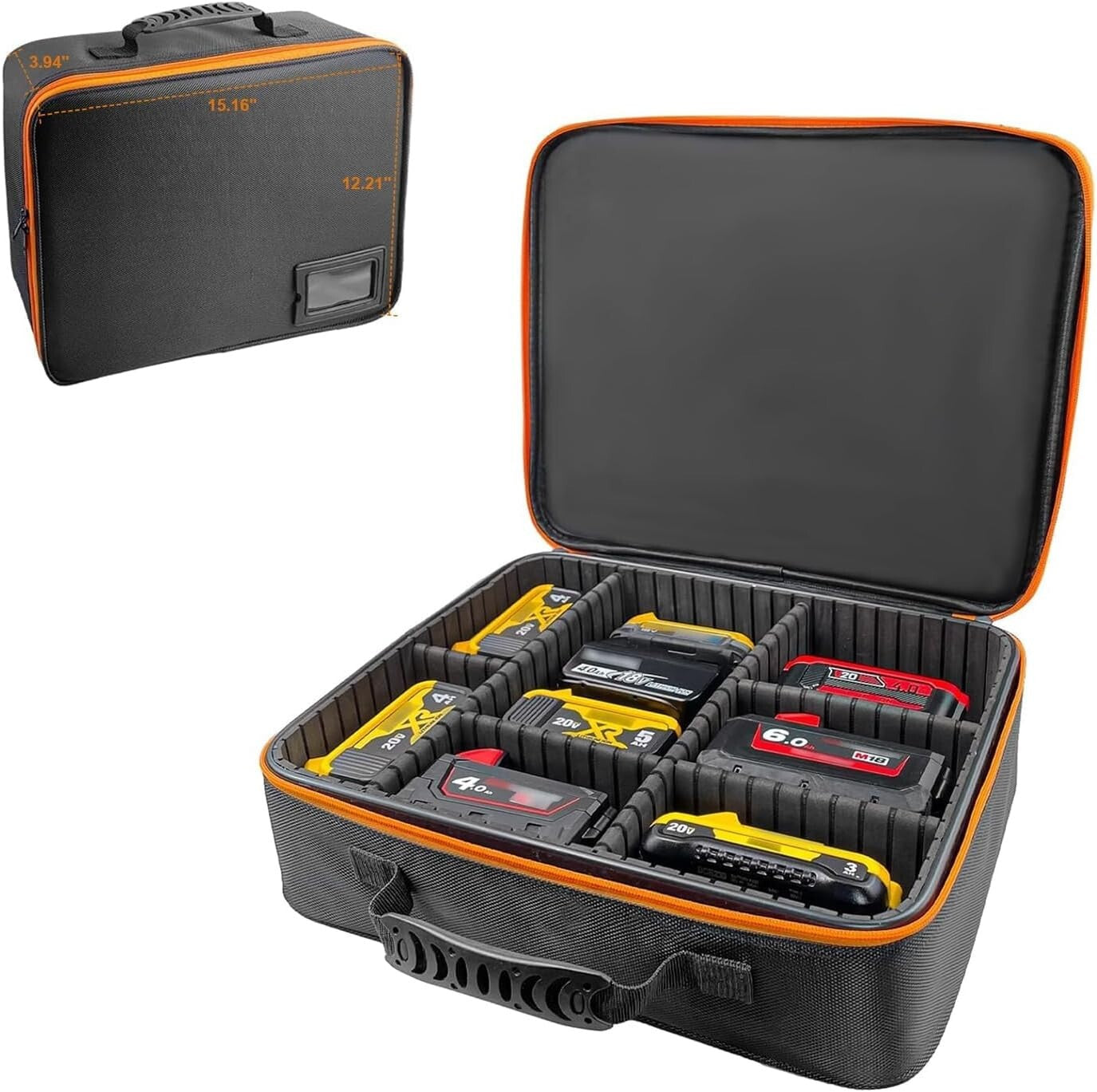 Heavy-Duty XL Tool Battery Storage Bag - Fits Dewalt/Milwaukee/Makita Batteries