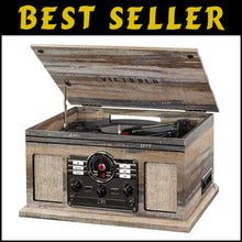Load image into Gallery viewer, Nostalgic 6-in-1 Bluetooth Record Player with Built-In Speakers – Farmhouse Grey