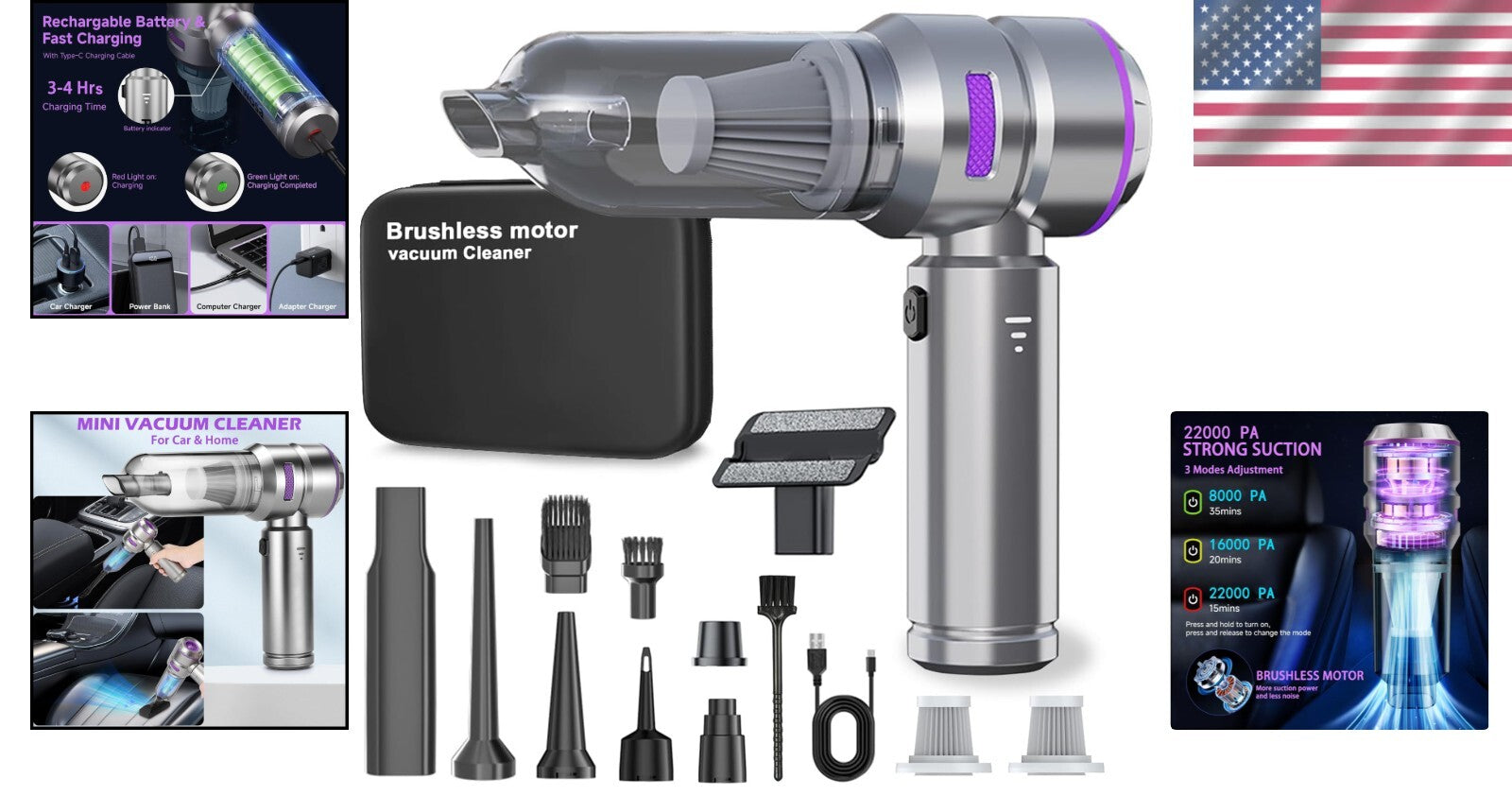 Lightweight Cordless Vacuum Cleaner - 4-in-1 with Blowing & Inflating Functions