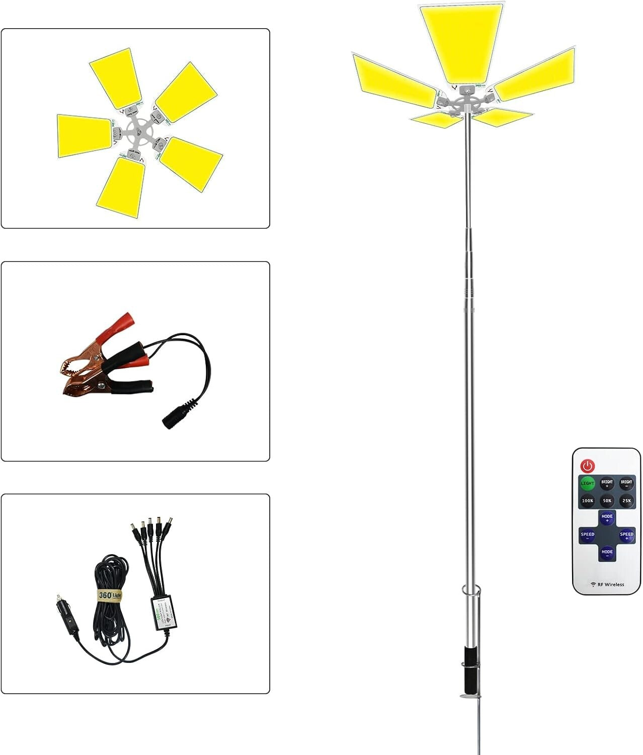 Durable 25000 Lumen LED Camping Light with Adjustable Height and Remote Control