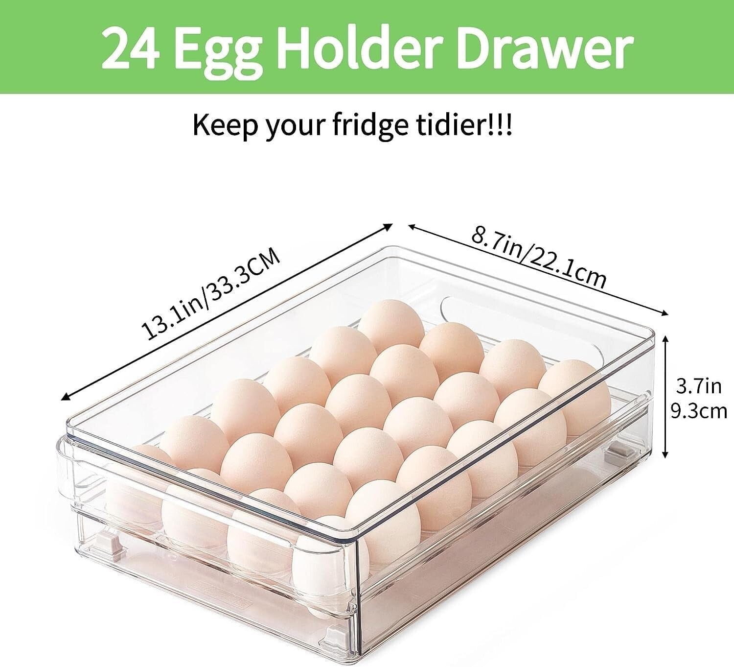 Clear Egg Tray with Non-Slip Base - Holds 48 Eggs, 2 Pack for Easy Storage