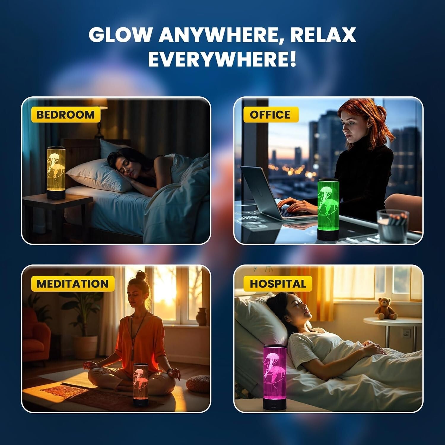 16-Color Changing Jellyfish Aquarium Lamp - LED Night Light with Remote Control