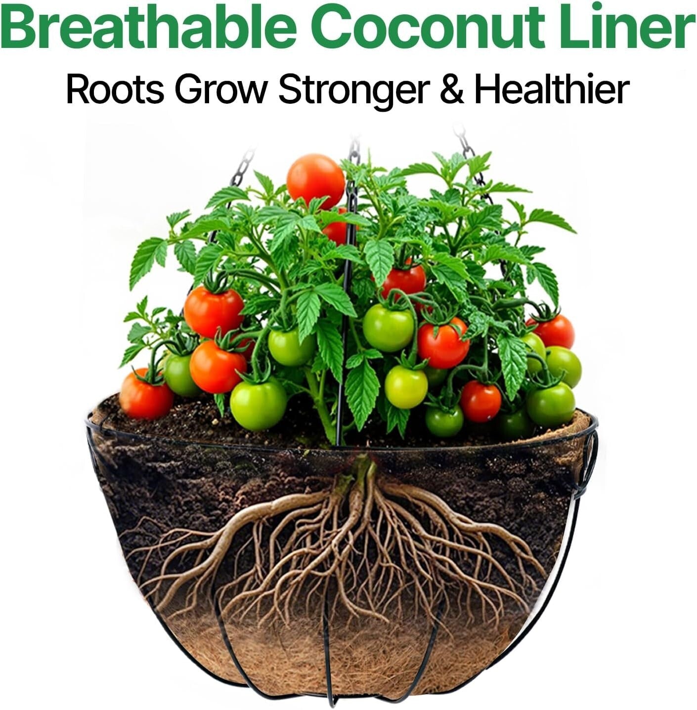 Elegant 4-Pack 14-Inch Metal Baskets with Coco Liners for Outdoor Decoration