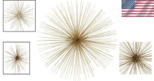 Load image into Gallery viewer, Contemporary Gold Starburst Wall Sculpture - 32" Metal Art for Living Rooms