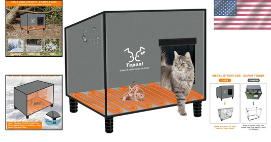 Spacious Insulated Outdoor Cat House - Weatherproof with Heating Comfort 20x16