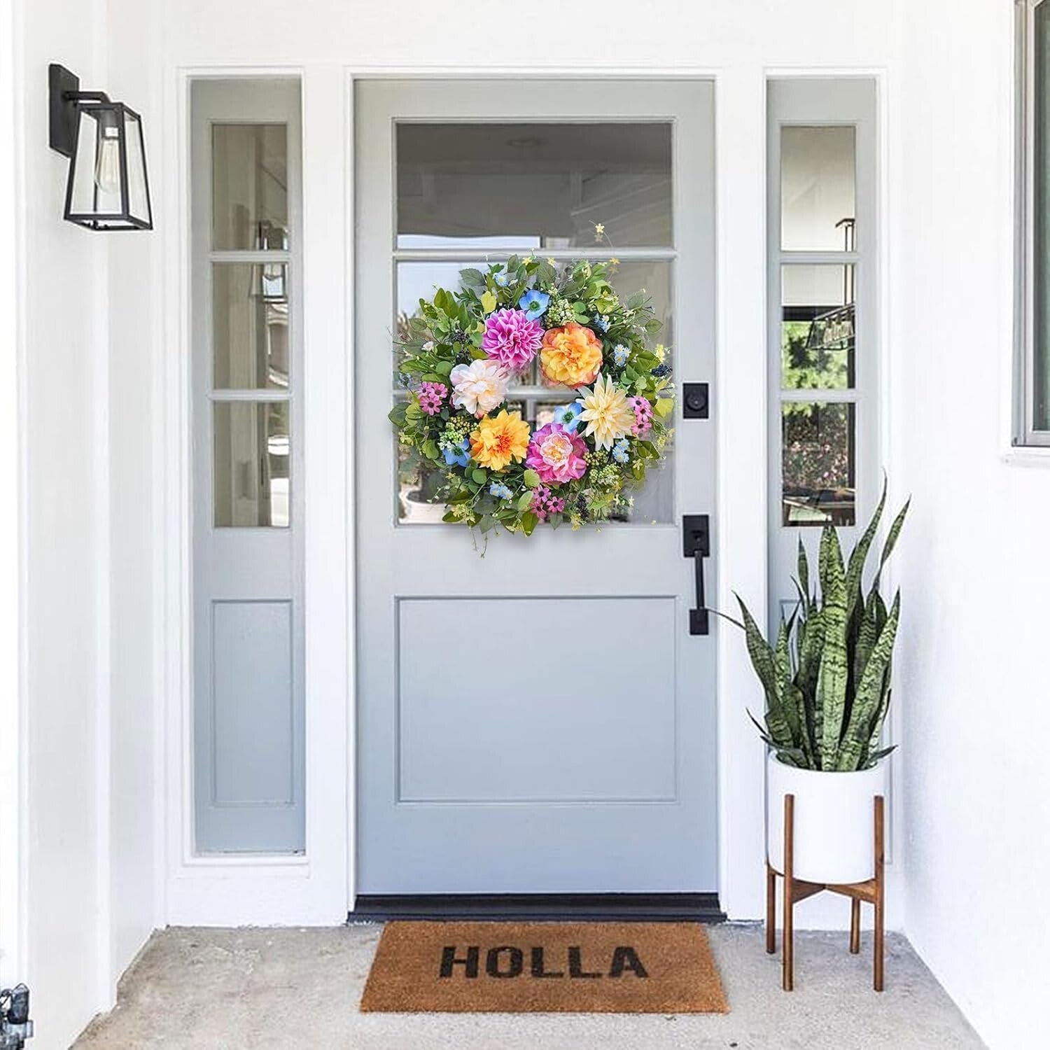 Durable Silk Spring Wreath with Peony & Dahlia - Perfect for Every Occasion