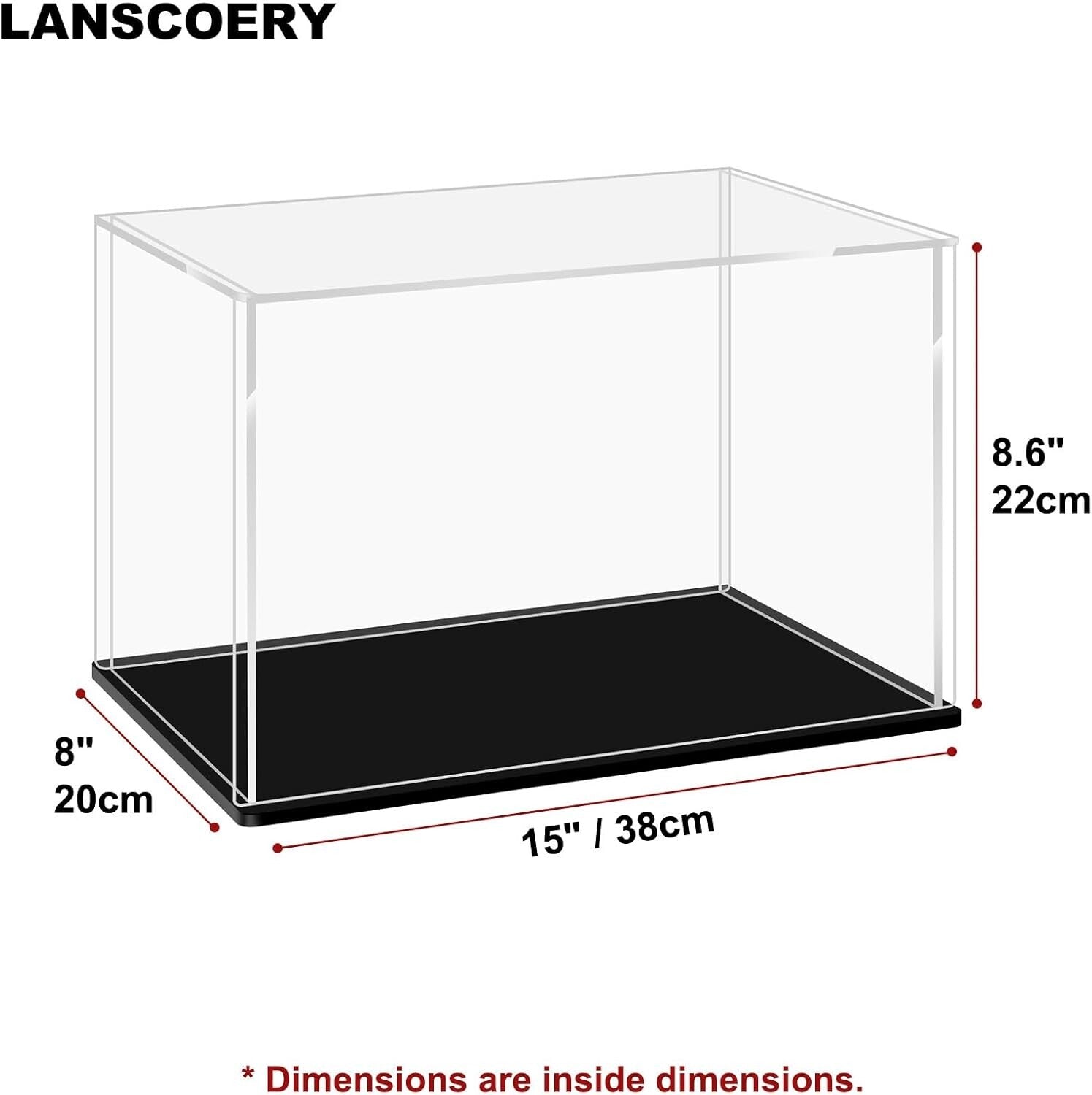 Elegant Clear Acrylic Display Case with Black Base - Protect Your Collectibles
