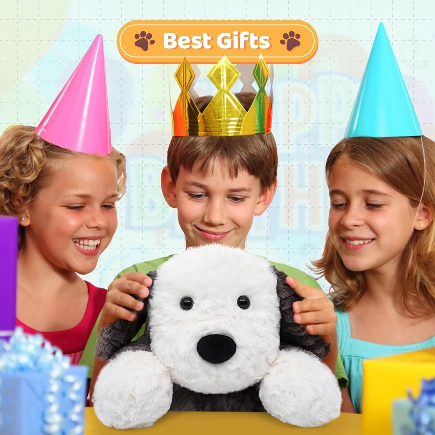 Large 24Inch Weighted Stuffed Dog Pillow - Soothing Companion for All Ages