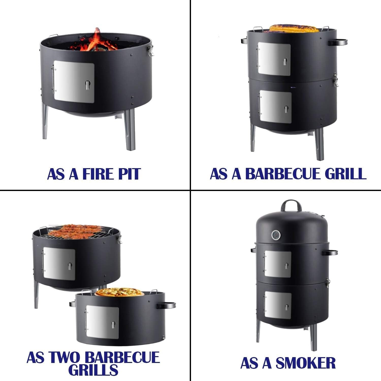 Dual Access 17 Inch Heavy-Duty Charcoal Smoker - Perfect for Every Grill Master