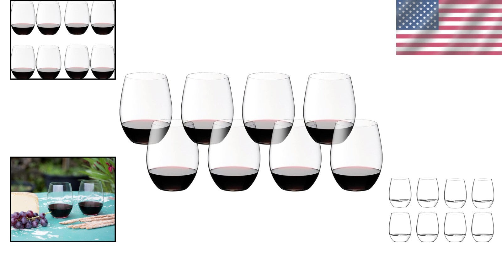 Set of 8 Modern Crystal Wine Glasses for Cabernet & Merlot - Eco-Friendly Choice