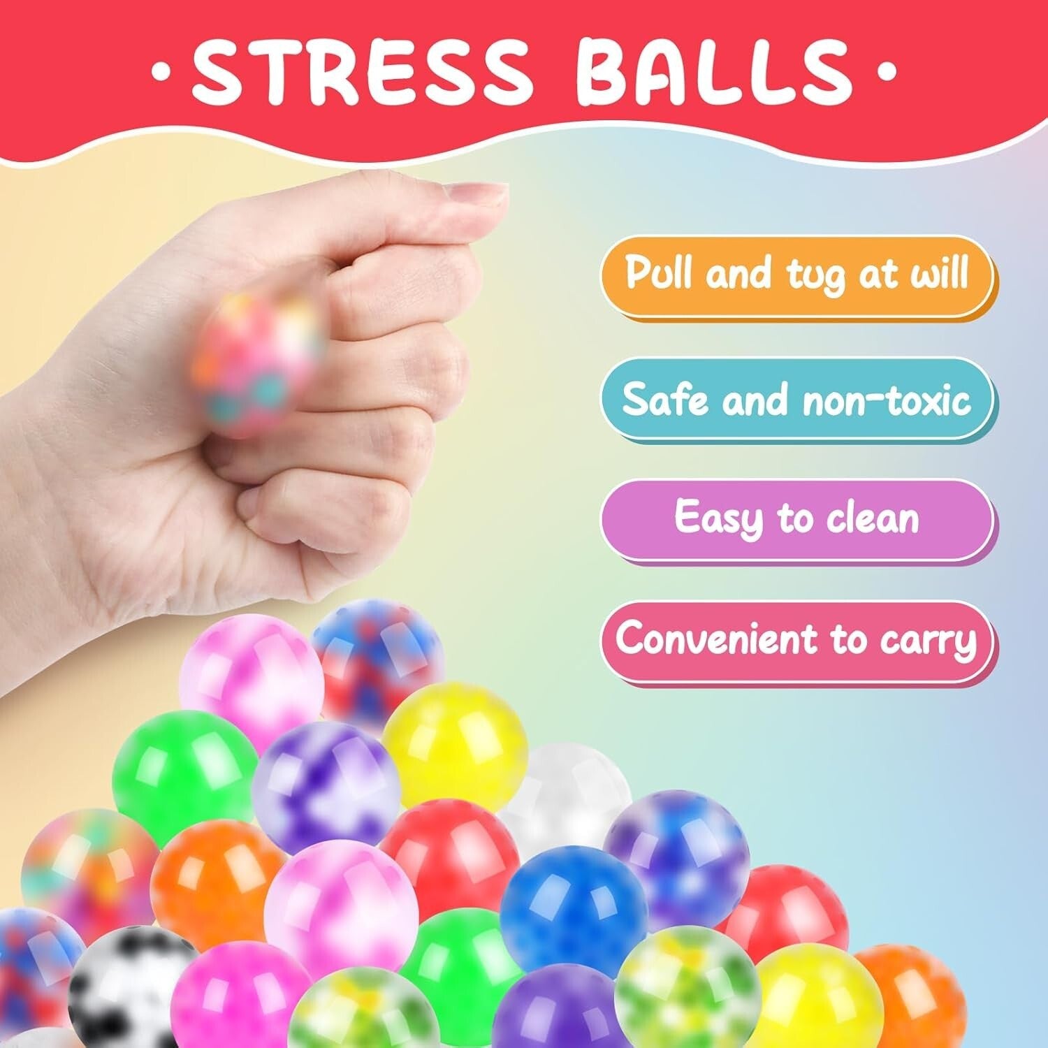 Soft Squishy Fidget Balls - 128 Pack of Anti-Anxiety Stress Relievers for Adults