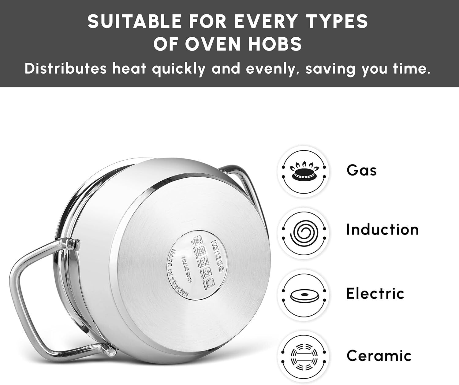 Durable 10-Piece Stainless Steel Cookware Set - Pot, Deep Pot, Casserole & More