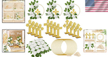 Load image into Gallery viewer, Complete Baptism Centerpiece Set: 12 Wooden Crosses, Floral Hoops &amp; Foam Roses