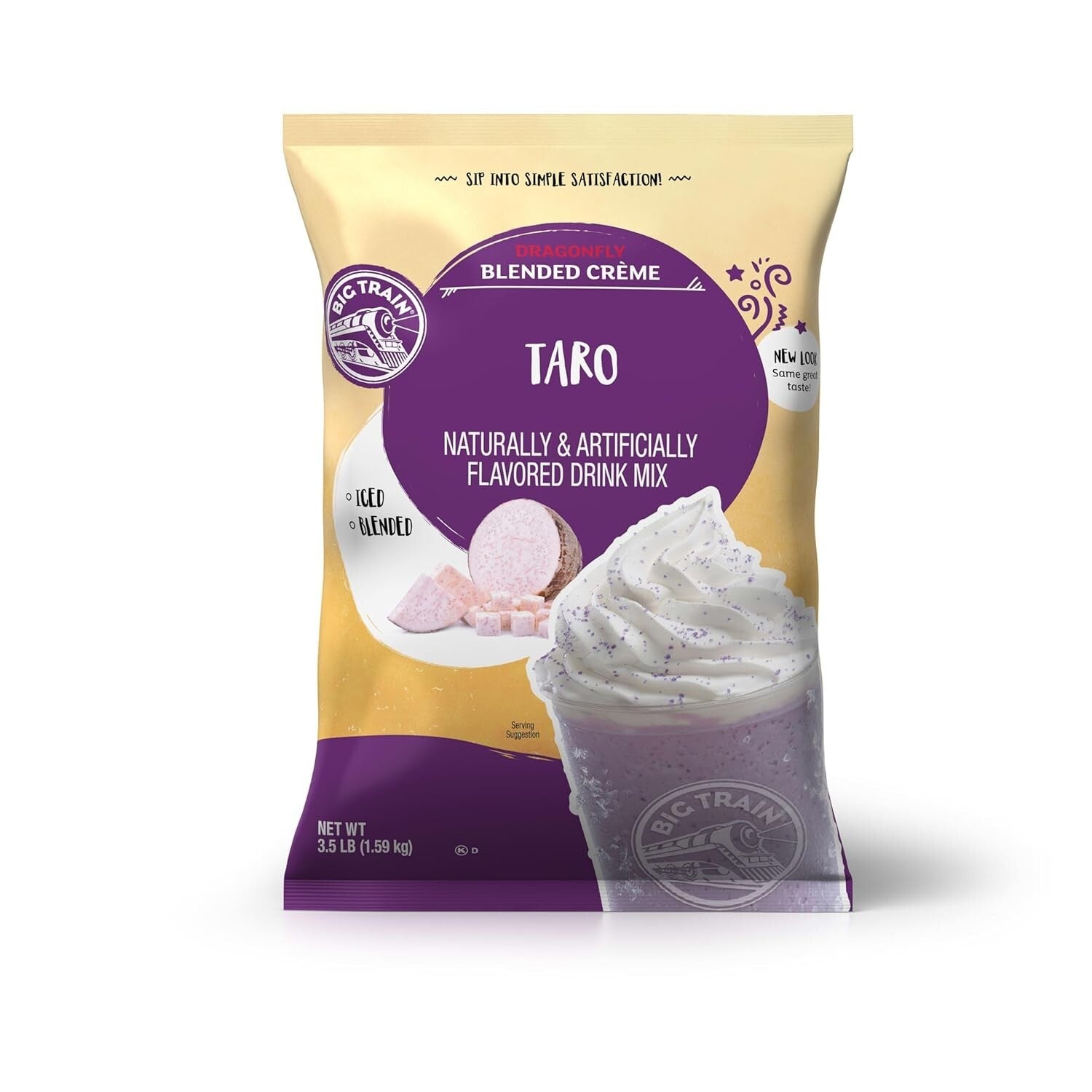 Dragonfly Taro Blended Crème Beverage Mix - 3.5 lb Pack for Instant Treats