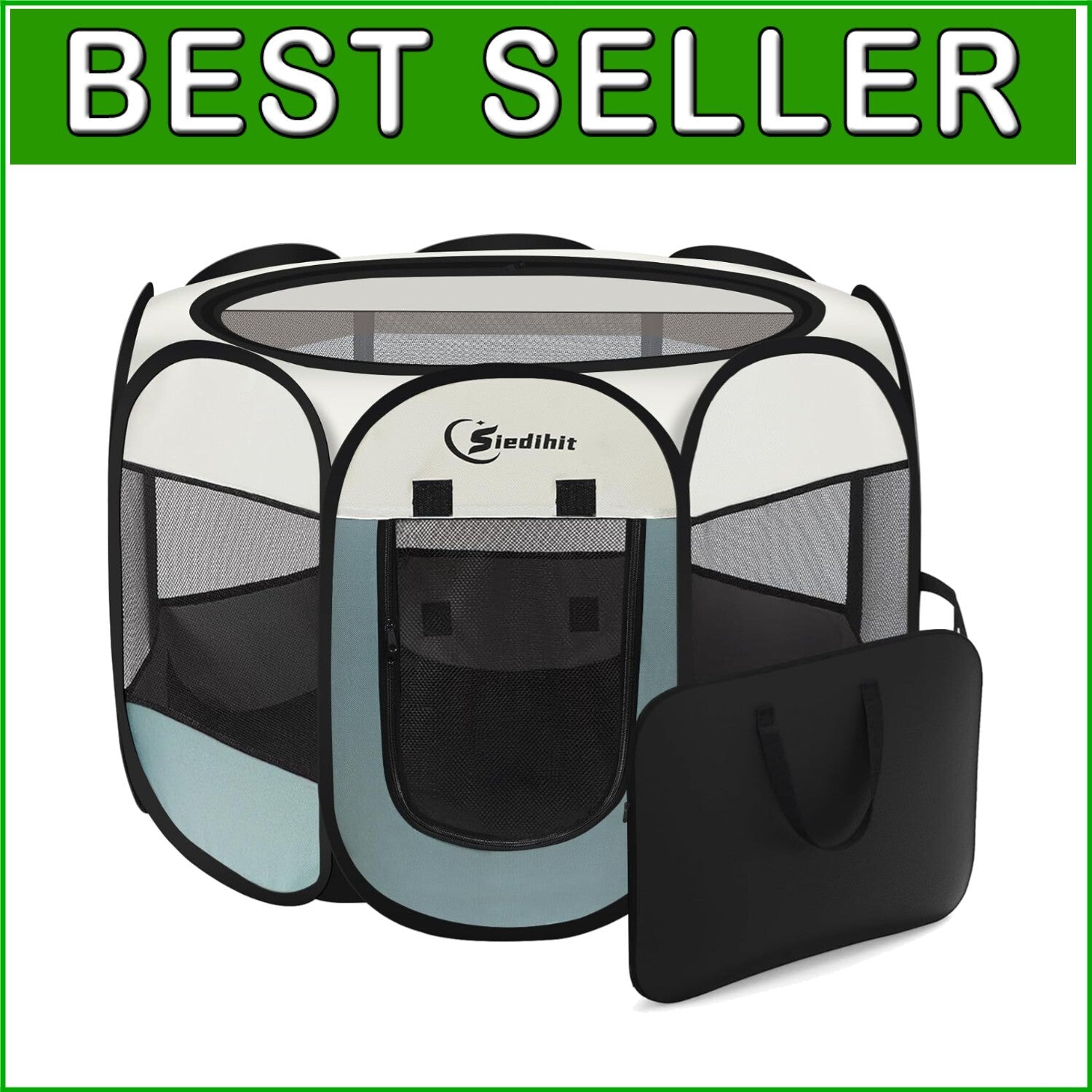 Portable Indoor/Outdoor Pet Playpen for Dogs, Cats, and Small Animals - Grey