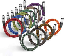 Load image into Gallery viewer, Professional 3ft Hybrid Braided XLR Cables - 10-Pack for Mic &amp; Speaker Systems
