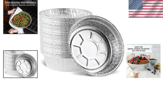 Heavy-Duty 9 Inch Round Aluminum Foil Pans - Ideal for Baking and Parties