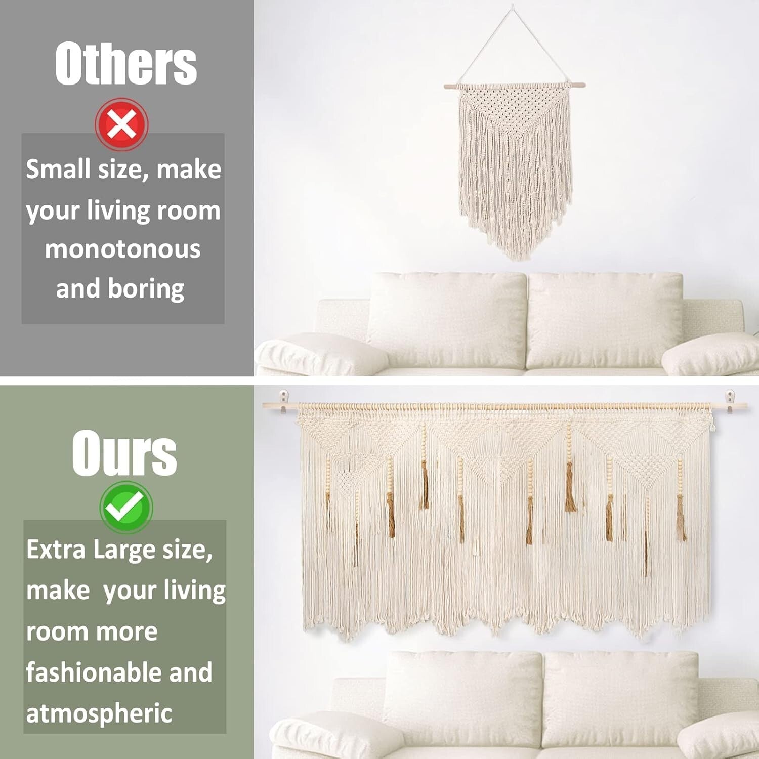 70.8" x 39" Boho Tapestry - Extra Large Handcrafted Macrame Wall Hanging