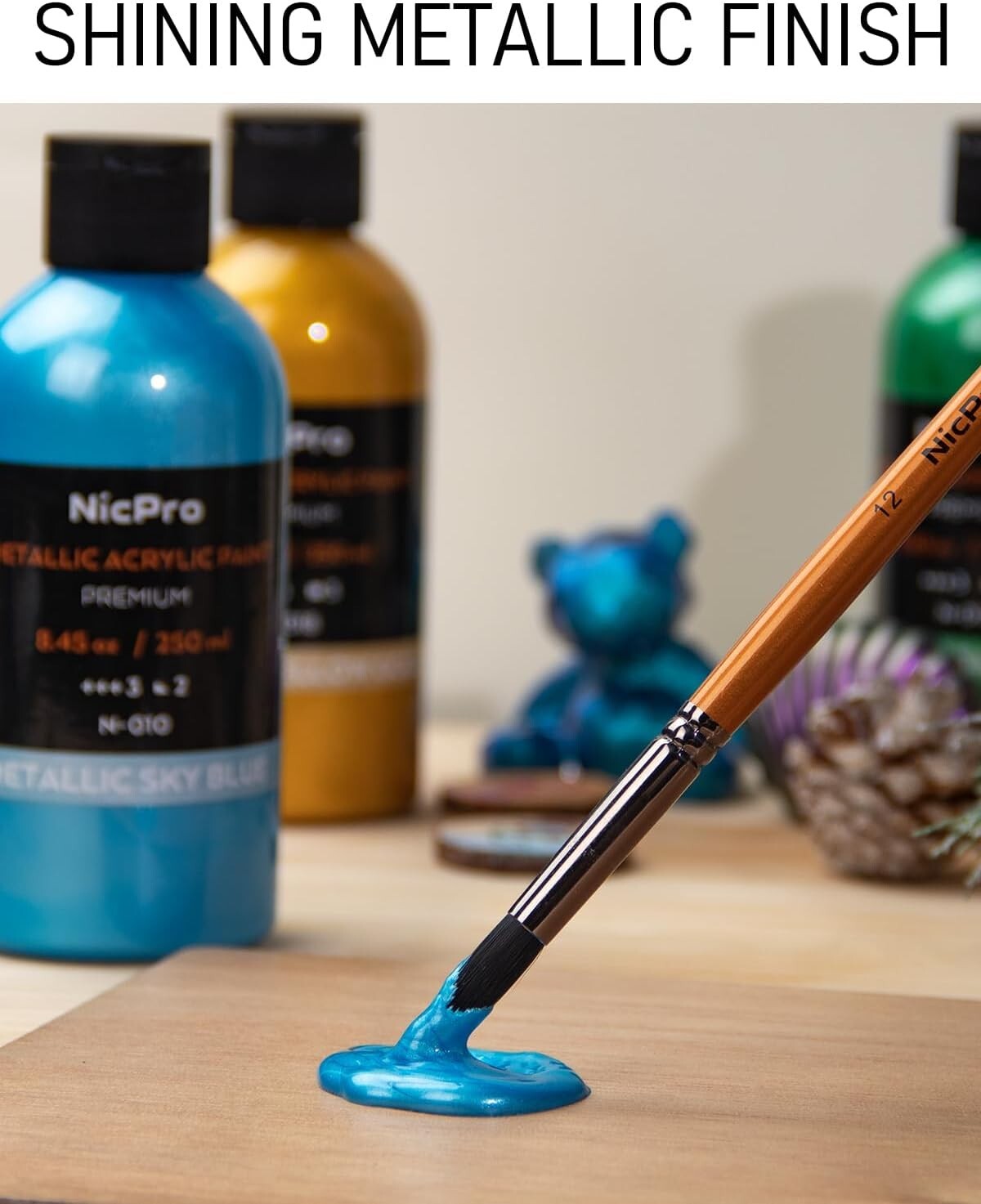 20 Color Metallic Acrylic Paint Set (8.45 Oz Each) - Non-Toxic, Quick-Dry Art...