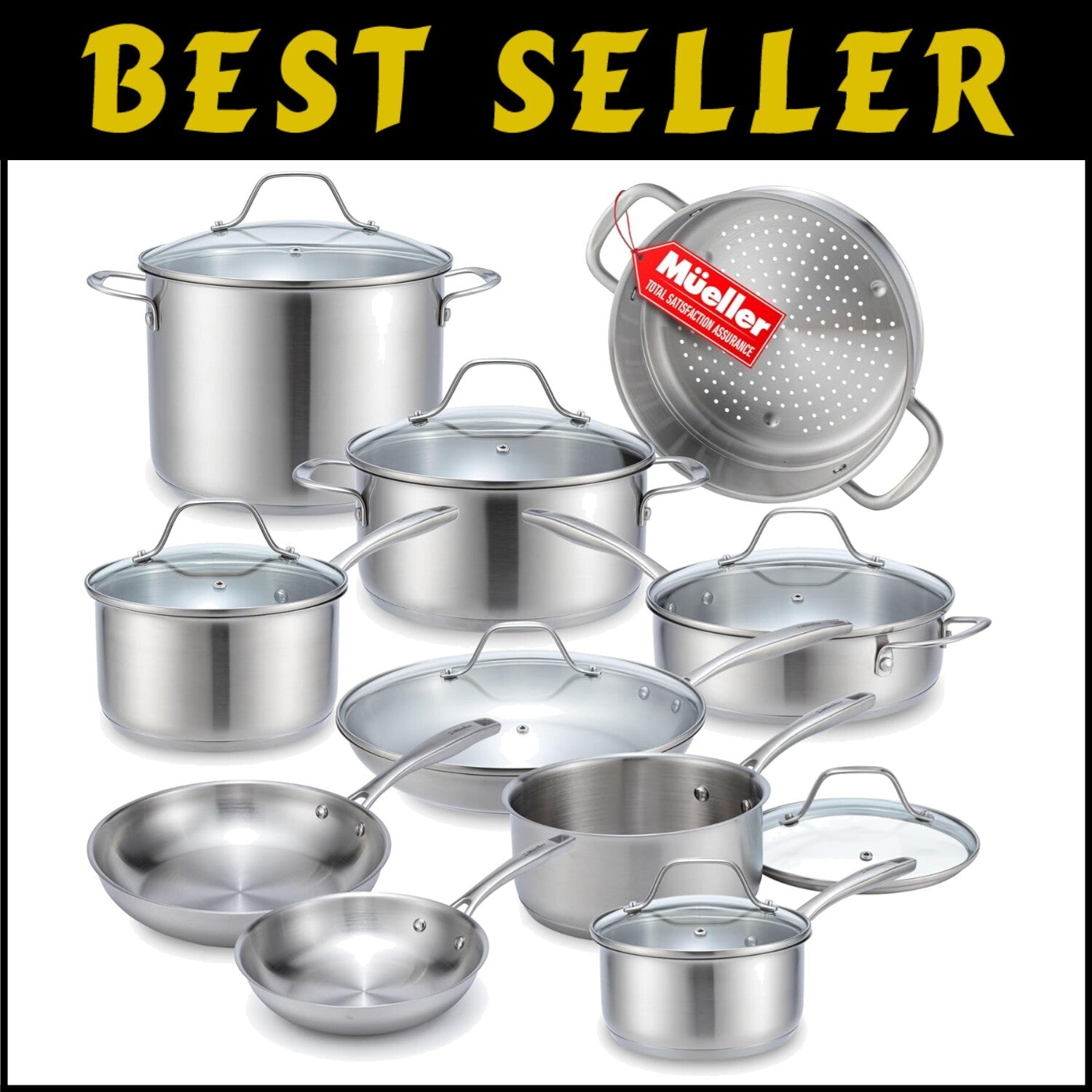 17-Piece Ultra-Clad Stainless Steel Cookware Set with Induction compatibility