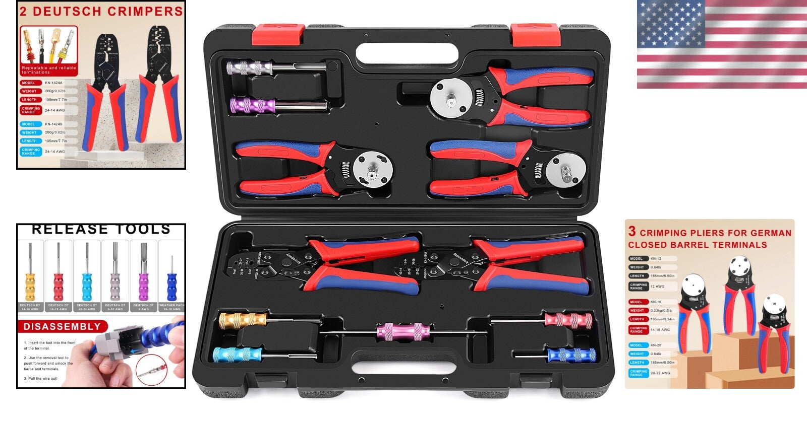 12PC Deutsch Crimping Tool Set - Efficient Automotive Wiring & Extraction Tools