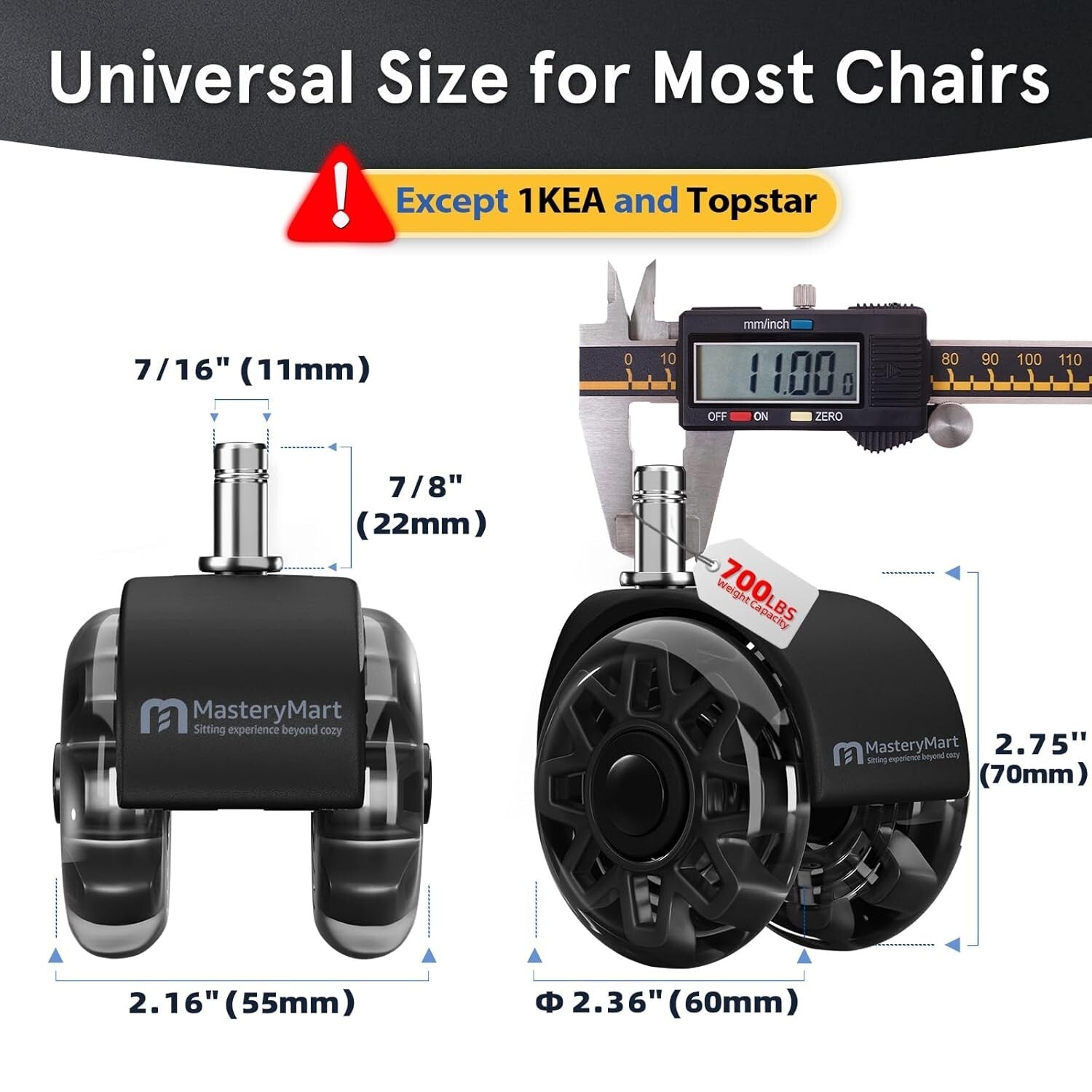 Durable 2.5-Inch Caster Wheels for Office Chairs – Straightforward Install