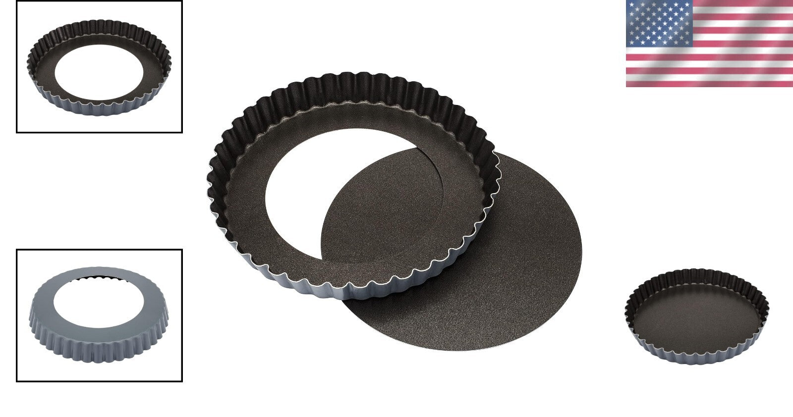 Professional Quality 9.5" Nonstick Tart Pan with Fluted Design - Bourgeat Exopan