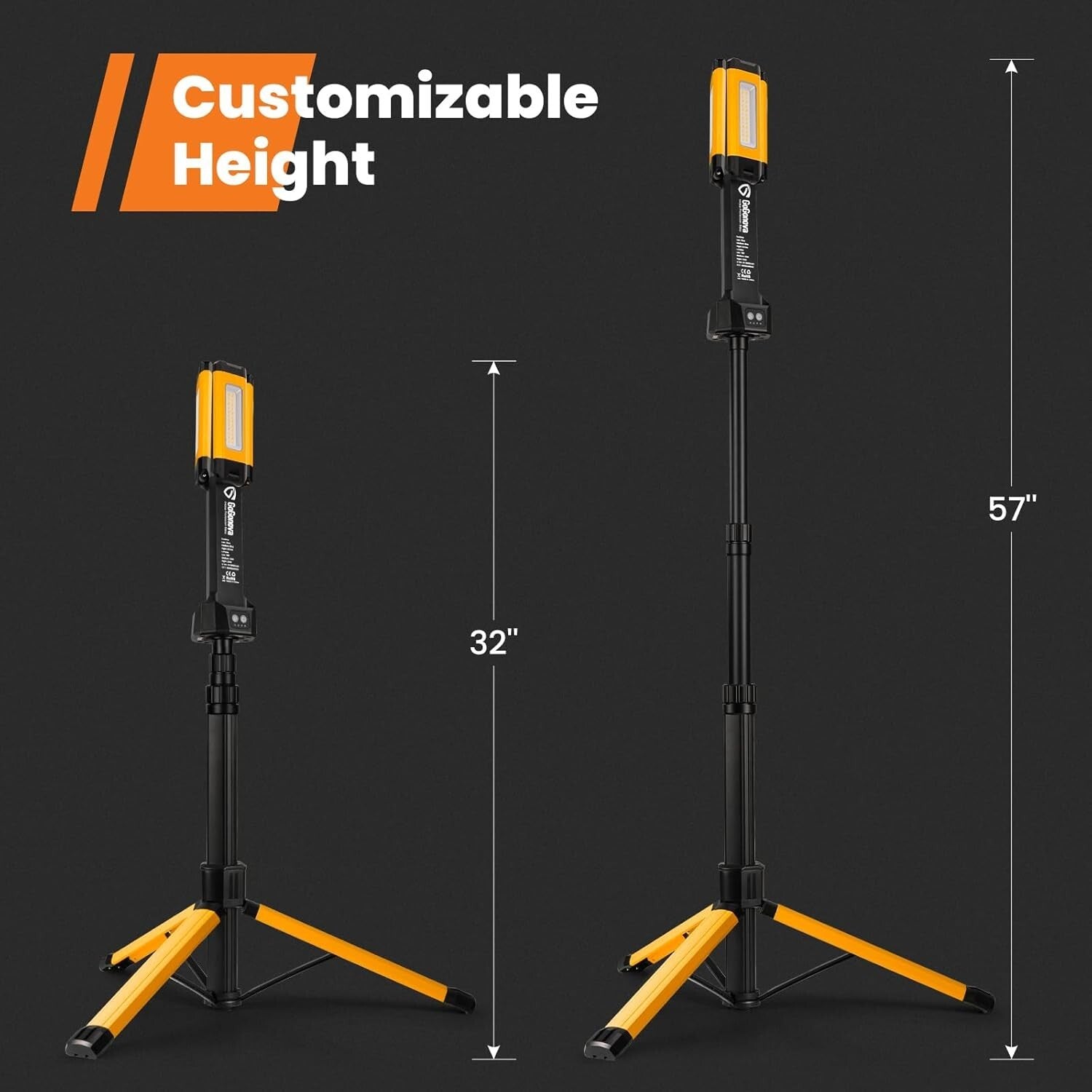 High-Power Work Light with Detachable Tripod - Ideal for Indoor & Outdoor Use
