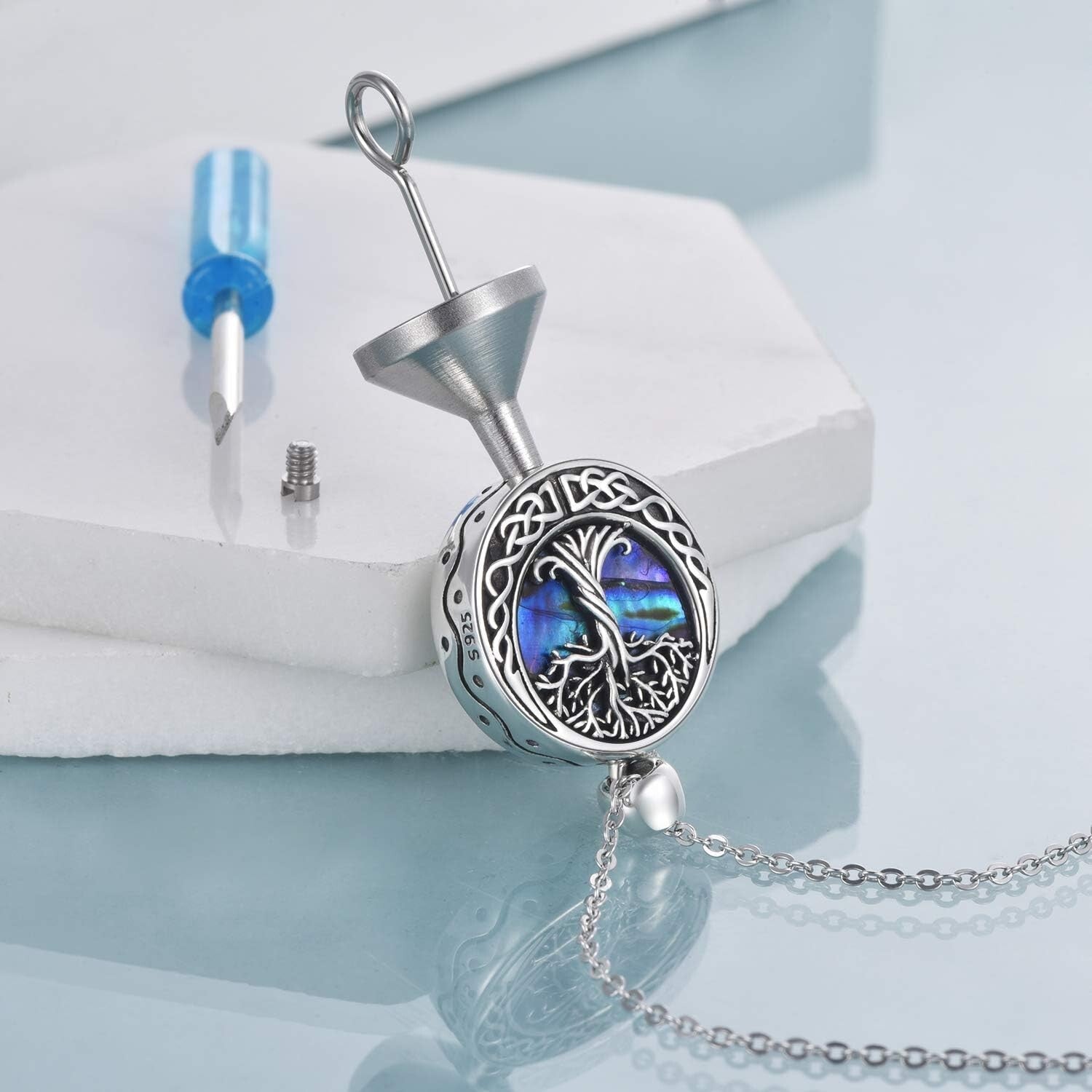Cremation Ashes Tree of Life Necklace: Hypoallergenic Sterling Silver Jewelry