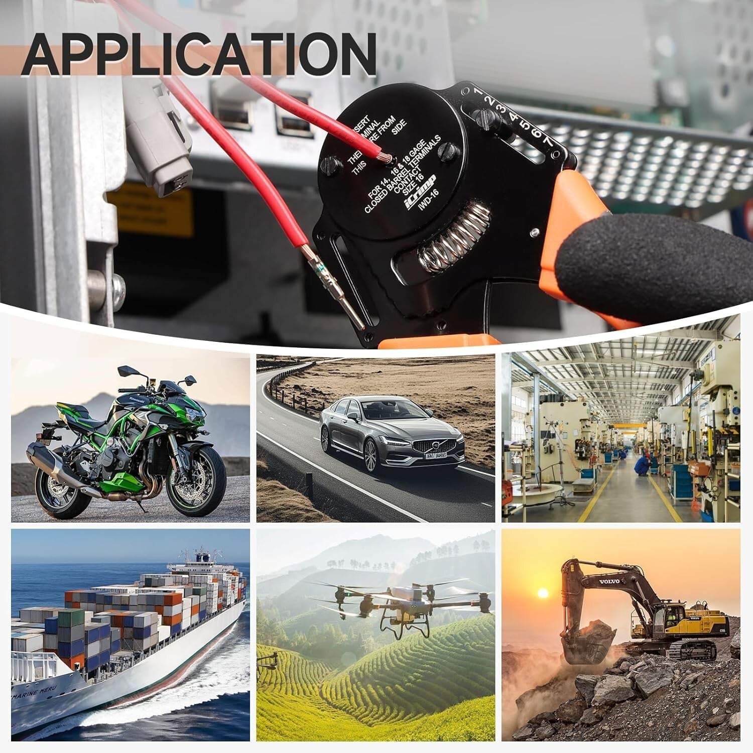 4 Way Indent Hand-Powered Crimper with Adjustable Force & Waterproof Connectors