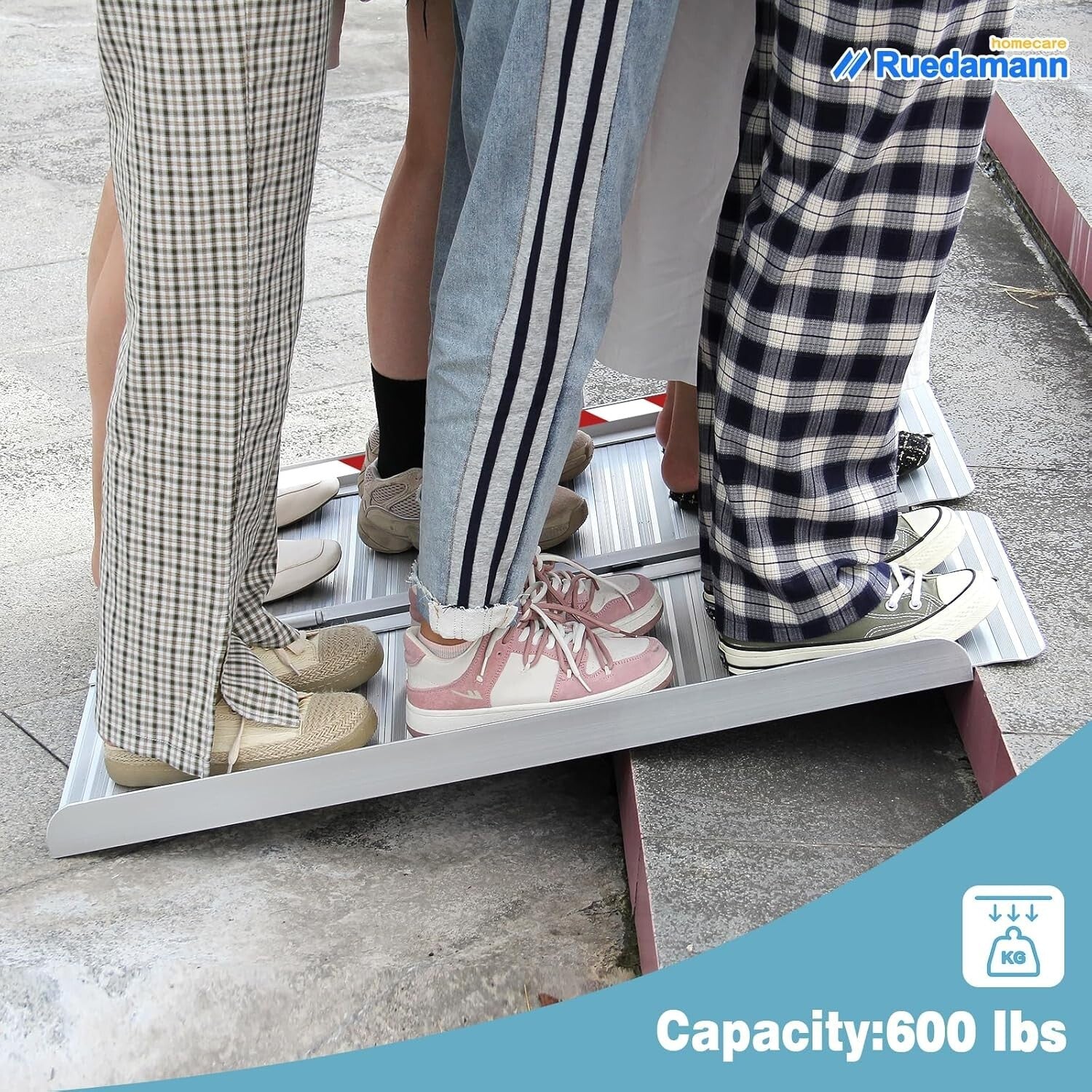 3FT Portable Folding Wheelchair Ramp - 600 lbs Load Capacity for Home & Outdoor