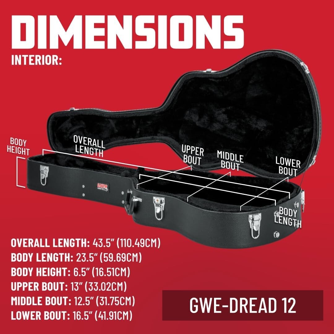 Padded Hard-Shell Guitar Case for 6/12 String Dreadnoughts – Secure & Elegant