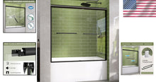 Load image into Gallery viewer, Versatile Reversible 60 in. Tub Shower Door - Anti-Crash Design in Matte Black