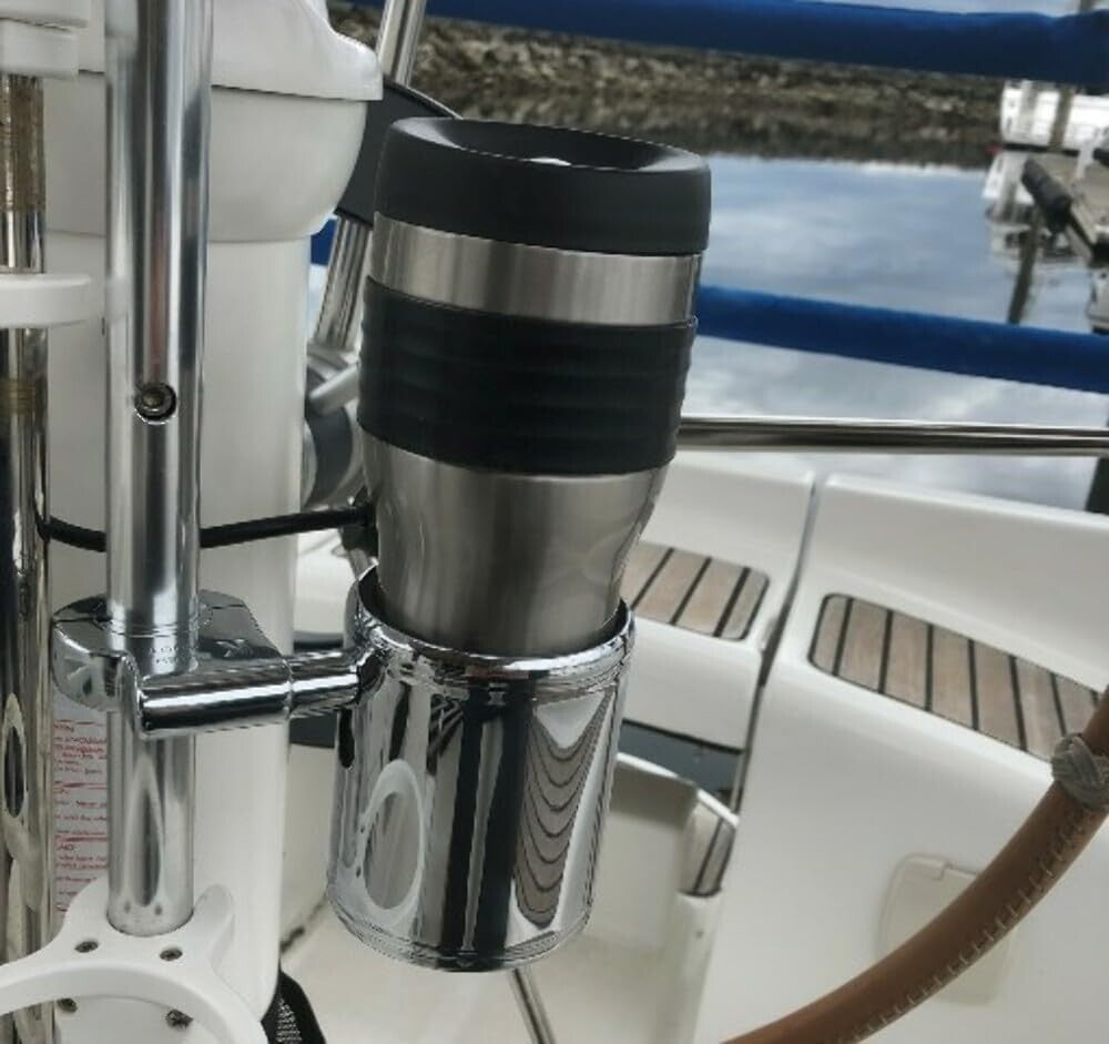 Detachable Chrome Handlebar Mount for Instant Beverage Access - For Bikers