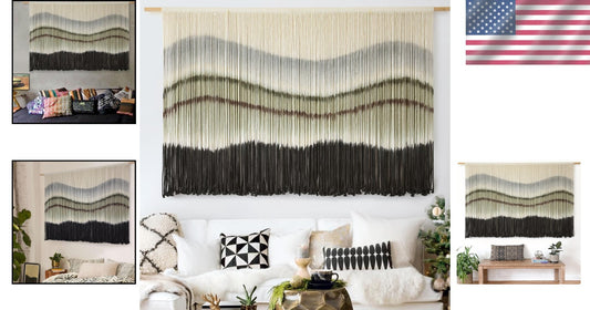 Handmade Macrame Wall Hanging 57"Wx35"L with Easy Mounting Hooks - Boho Charm
