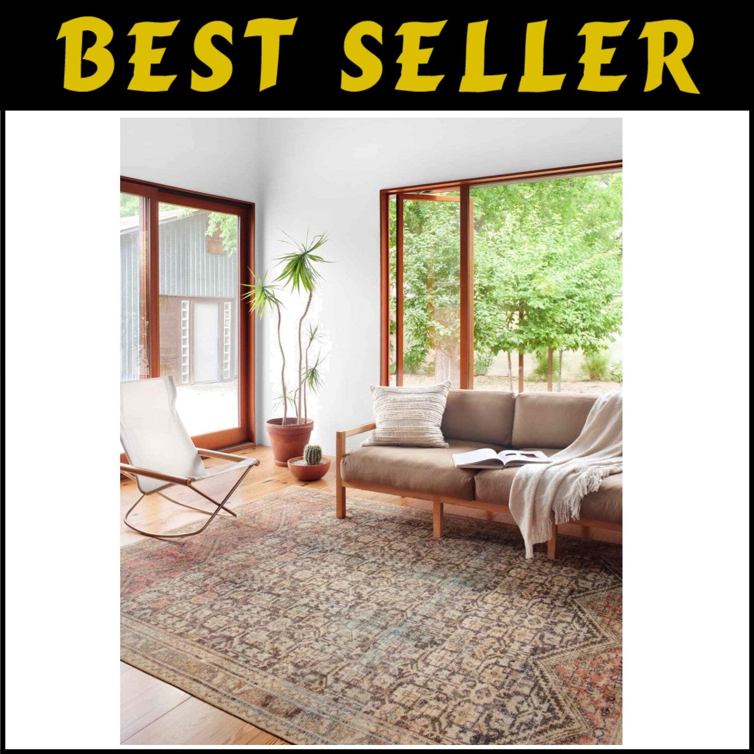 5' x 7'6" Low Profile Charcoal/Multi Area Rug - Stain Resistant for High Traffic