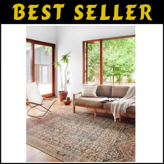 5' x 7'6" Low Profile Charcoal/Multi Area Rug - Stain Resistant for High Traffic