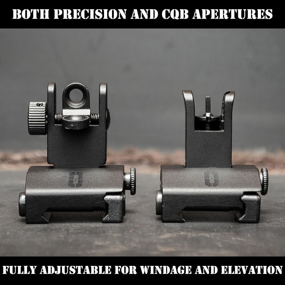 Low Profile Tactical Iron Sights - Spring Loaded for Universal Picatinny Rails