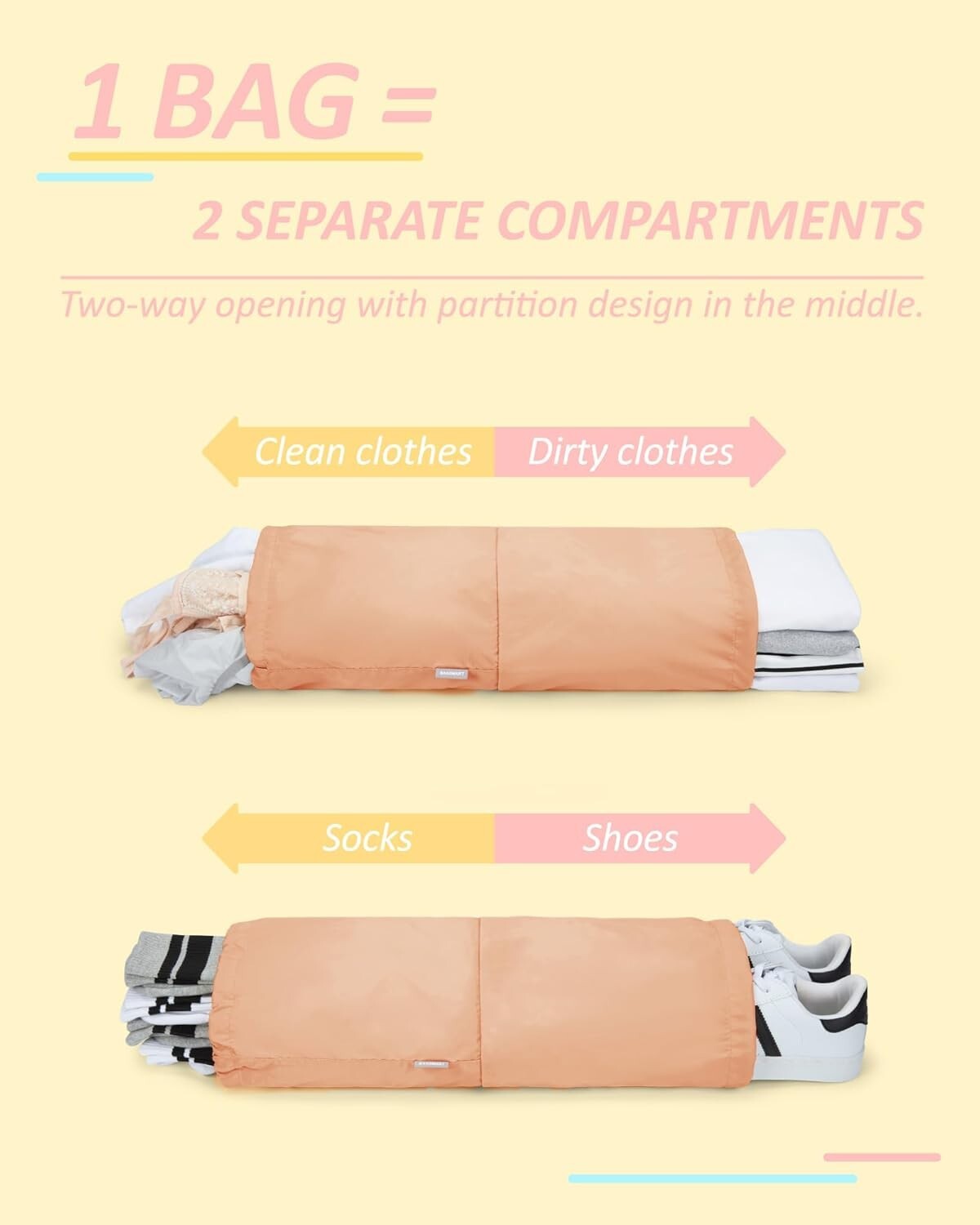 6 Set Compression Packing Cubes - Lightweight Luggage Organizer in Sunny Coral