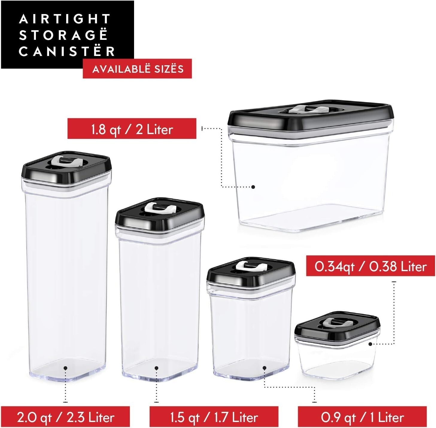 Elegant 6-Piece Airtight Storage Box Set - Clear Plastic for Pantry Organization
