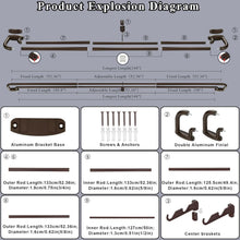 Load image into Gallery viewer, Sturdy Room Darkening Curtain Rods 72-144 Inches - Elegant Design in Dark Bronze