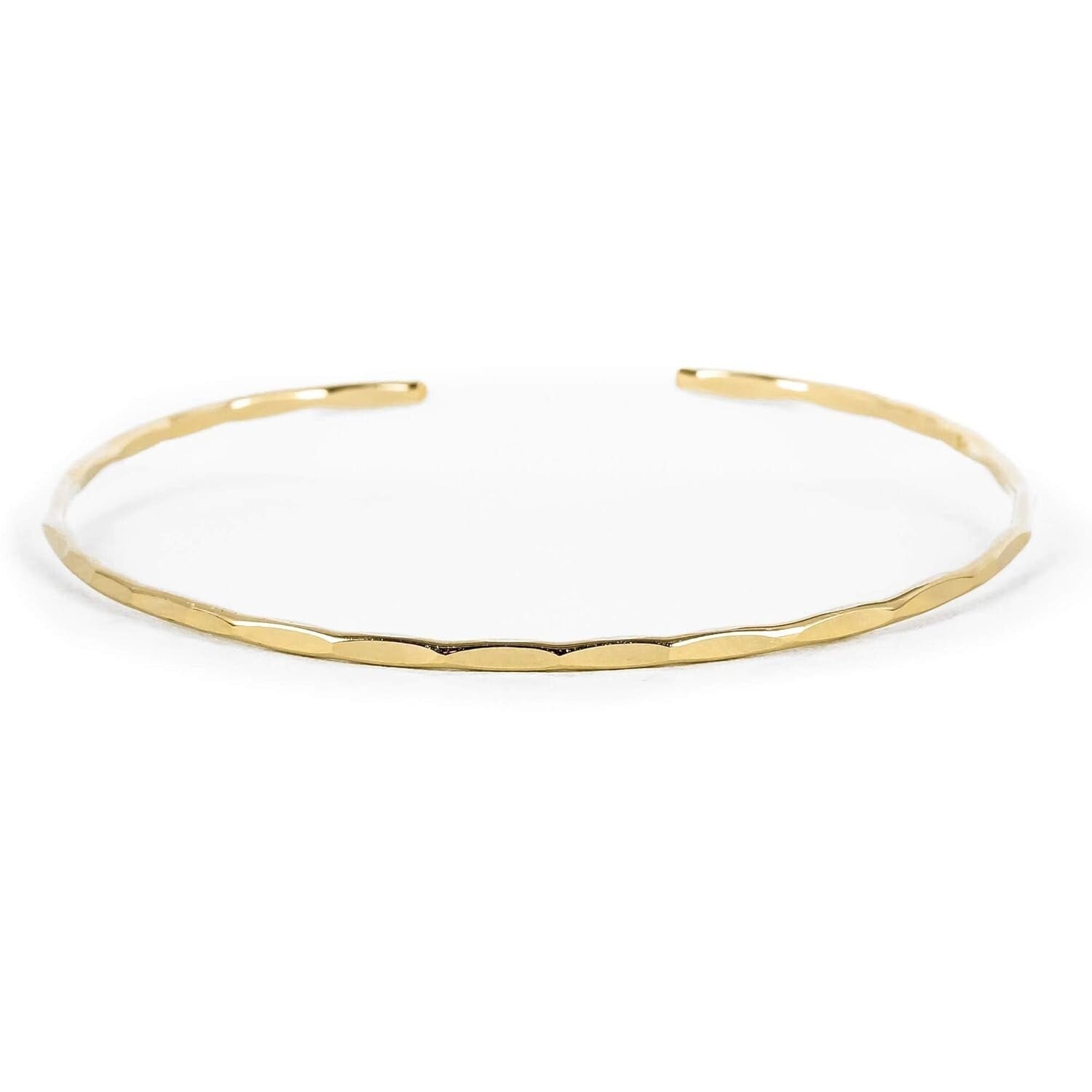 Waterproof Hammered Cuff Bracelet - Lightweight 14K Gold Fill for Everyday Wear